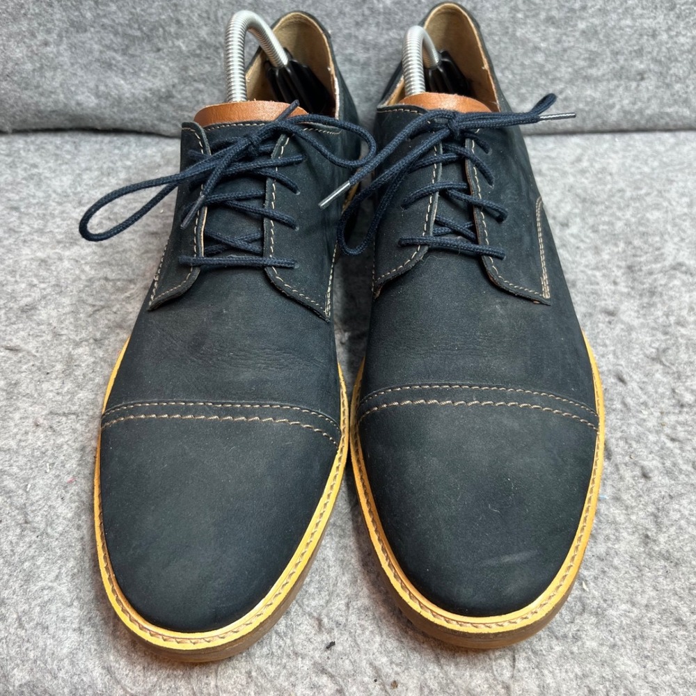 Clarks Mens Tilden Cap Navy Nubuck Leather Derby Shoes Cap Toe Oxfords Size 11 - Picture 4 of 9